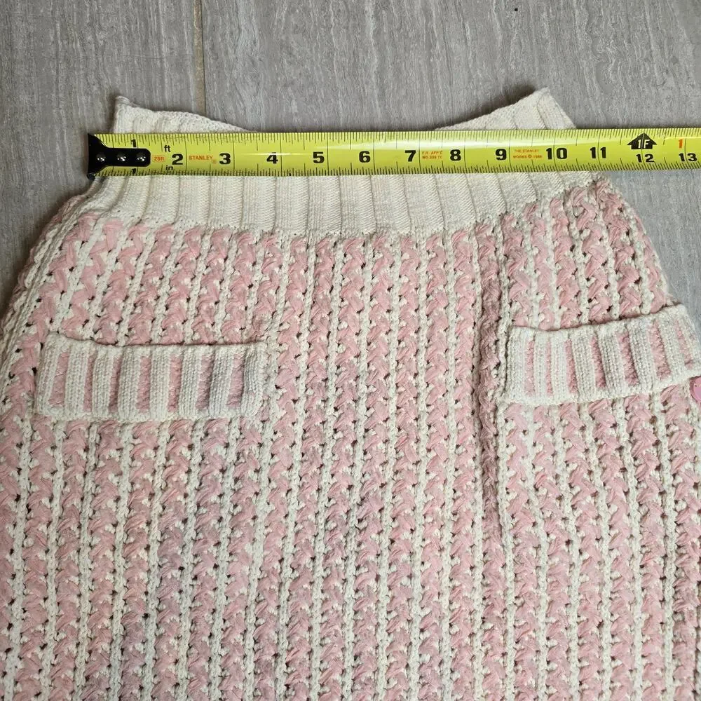 CHANEL cream & pink cotton 2018 18P RIBBON KNIT MINI Skirt 34